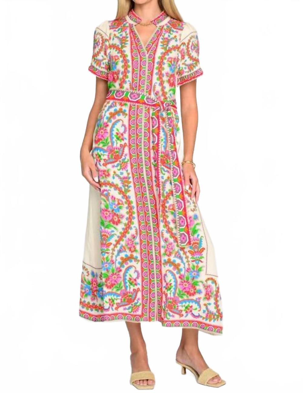 NEW ELIZABETH JAMES THE LABEL carlisle midi dress in scroll with it